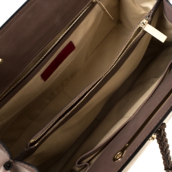 Pre Owned Valentino Dark Taupe Leather Demetra Tote