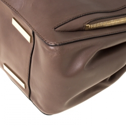 Pre Owned Valentino Dark Taupe Leather Demetra Tote