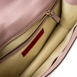 Pre Owned Valentino Nude Leather Medium Rockstud Glam Lock Flap Bag