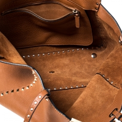 Pre Owned Valentino Tan Leather Rockstud Trapeze Tote
