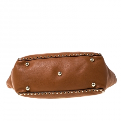 Pre Owned Valentino Tan Leather Rockstud Trapeze Tote