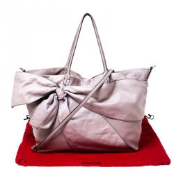 Pre Owned Valentino Lilac Leather Bow Shopper Tote