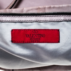 Pre Owned Valentino Lilac Leather Bow Shopper Tote