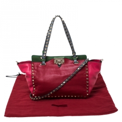Pre Owned Valentino Multicolor Leather Small Rockstud Trapeze Tote