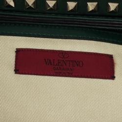 Pre Owned Valentino Green Studded Shoulder Bag