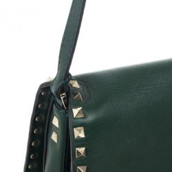 Pre Owned Valentino Green Studded Shoulder Bag