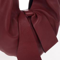 Pre Owned Valentino Garavani Red Nappa Leather Folie Bow Hobo Bag