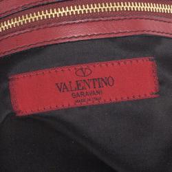 Pre Owned Valentino Garavani Red Nappa Leather Folie Bow Hobo Bag