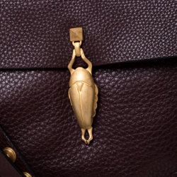 Pre Owned Valentino Burgundy Leather C-Rockee Scarab Fringe Shoulder Bag