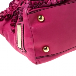 Pre Owned Valentino Pink Leather Ruffled Petale Rose Satchel