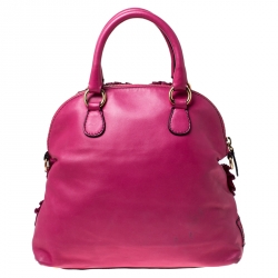 Pre Owned Valentino Pink Leather Ruffled Petale Rose Satchel