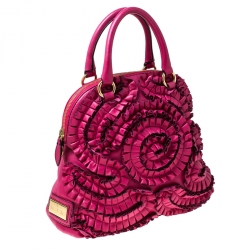 Pre Owned Valentino Pink Leather Ruffled Petale Rose Satchel