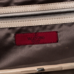 Pre Owned Valentino Beige Leather Embellished and Feather Alice Glam Frame Bag
