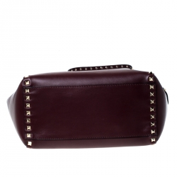 Pre Owned حقيبة شوبر فالنتينو روكستاد جلد عنابية صغيرة 