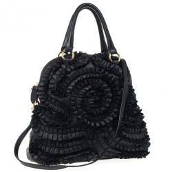 مملوكة مسبقًا Valentino Black Leather Petale Dome Satchel