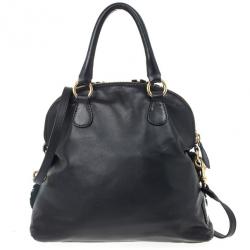 مملوكة مسبقًا Valentino Black Leather Petale Dome Satchel