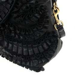 مملوكة مسبقًا Valentino Black Leather Petale Dome Satchel