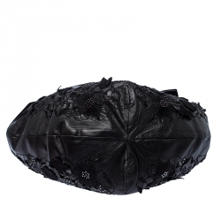 Pre Owned Valentino Black Lace/Beads and Leather Hobo