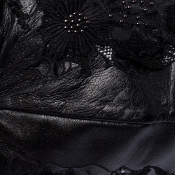 Pre Owned Valentino Black Lace/Beads and Leather Hobo