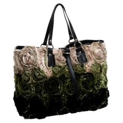 Pre Owned Valentino Multicolor Silk and Leather Taffeta Rosier Tote