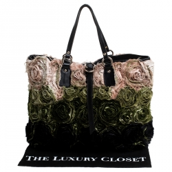 Pre Owned Valentino Multicolor Silk and Leather Taffeta Rosier Tote