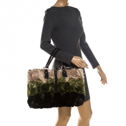 Pre Owned Valentino Multicolor Silk and Leather Taffeta Rosier Tote