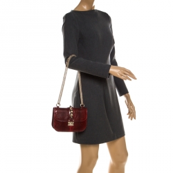 Pre Owned Valentino Red Rockstud Python Small Glam Lock Flap Bag