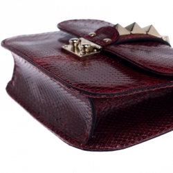 Pre Owned Valentino Red Rockstud Python Small Glam Lock Flap Bag