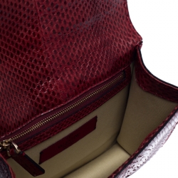 Pre Owned Valentino Red Rockstud Python Small Glam Lock Flap Bag