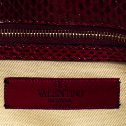 Pre Owned Valentino Red Rockstud Python Small Glam Lock Flap Bag
