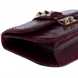 Pre Owned Valentino Red Rockstud Python Small Glam Lock Flap Bag