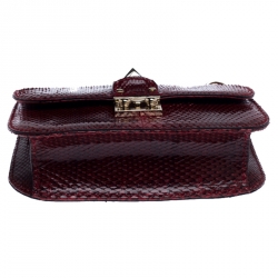 Pre Owned Valentino Red Rockstud Python Small Glam Lock Flap Bag