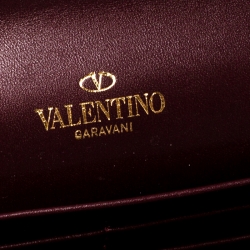 Pre Owned Valentino Burgundy Leather Flap Continental Wallet