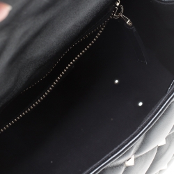 Pre Owned Valentino Black Quilted Leather Medium Candystud Top Handle Bag