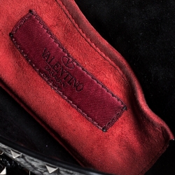 Pre Owned Valentino Black Quilted Soft Crackle Leather Small Rockstud Spike Shoulder Bag