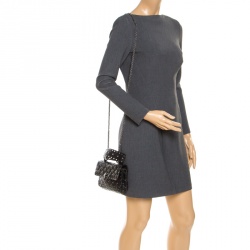 Pre Owned Valentino Black Quilted Soft Crackle Leather Small Rockstud Spike Shoulder Bag