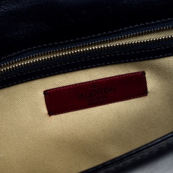 Pre Owned Valentino Navy Blue Leather Glam Lock Chain Shoulder Bag