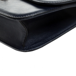 Pre Owned Valentino Navy Blue Leather Glam Lock Chain Shoulder Bag