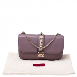 Pre Owned Valentino Old Rose Leather Rockstud Medium Glam Lock Flap Bag