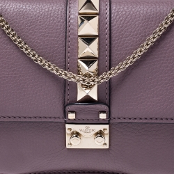 Pre Owned Valentino Old Rose Leather Rockstud Medium Glam Lock Flap Bag