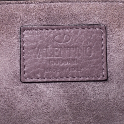 Pre Owned Valentino Old Rose Leather Rockstud Medium Glam Lock Flap Bag