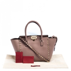 Pre Owned Valentino Taupe Leather Small Rockstud Tote