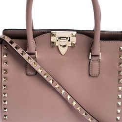 Pre Owned Valentino Taupe Leather Small Rockstud Tote