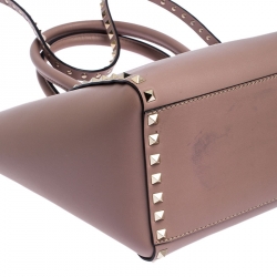 Pre Owned Valentino Taupe Leather Small Rockstud Tote