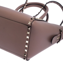 Pre Owned Valentino Taupe Leather Small Rockstud Tote