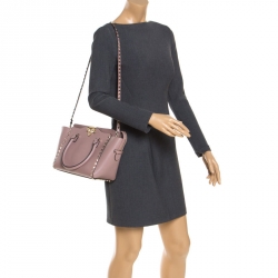 Pre Owned Valentino Taupe Leather Small Rockstud Tote