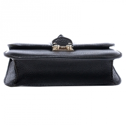 Pre Owned Valentino Black Leather Small Rockstud Glam Lock Flap Bag