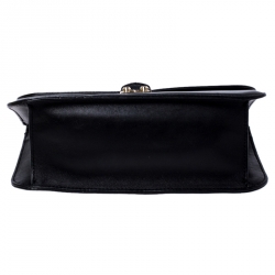 Pre Owned Valentino Black Leather Rockstud Glam Lock Large Flap Bag
