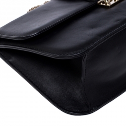 Pre Owned Valentino Black Leather Rockstud Glam Lock Large Flap Bag