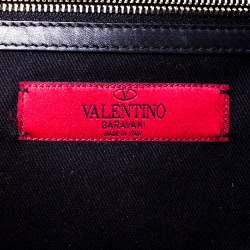Pre Owned Valentino Black Leather Rockstud Glam Lock Large Flap Bag
